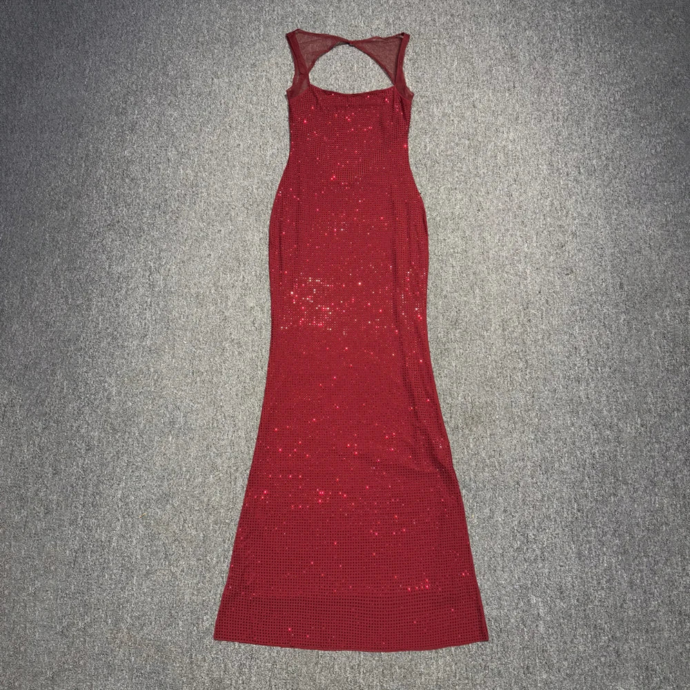 Timeless Elegance: Backless Rhinestone Gown