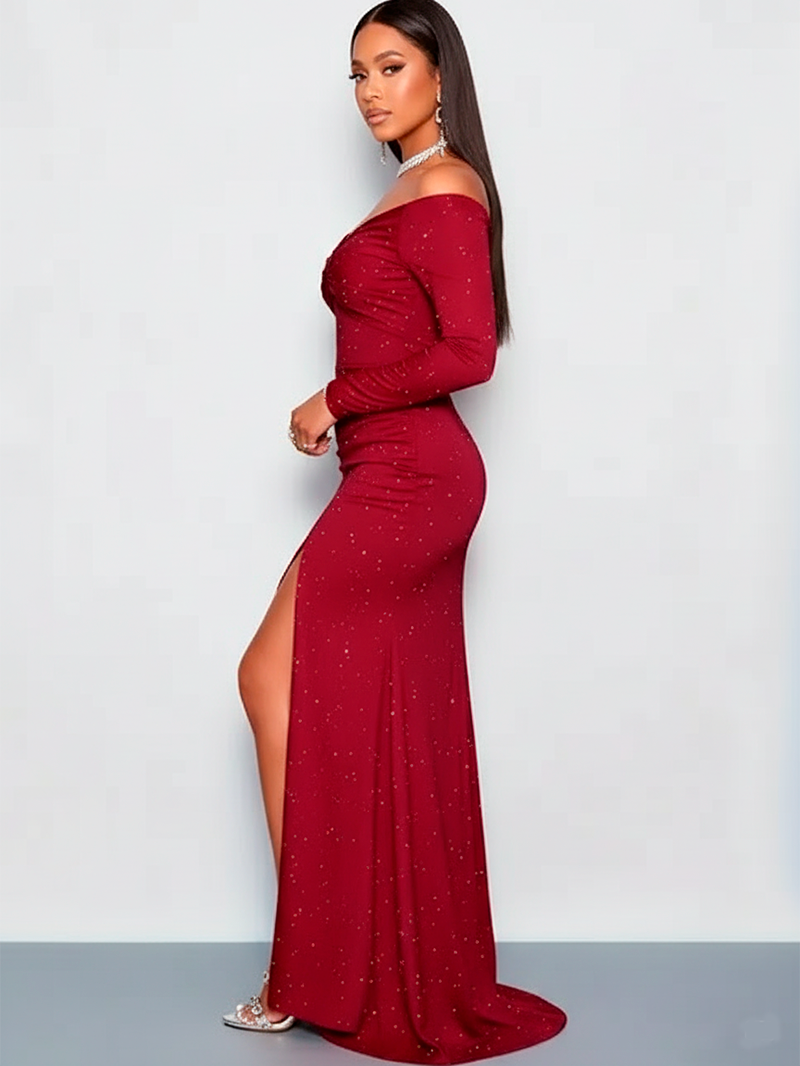 Enchanting Sequin Mermaid Evening Gown with V-Neck