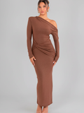 Sophisticated Backless Dress  Brown