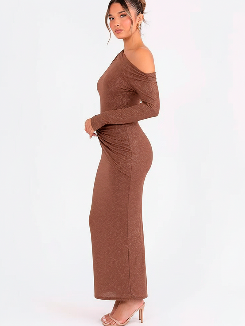 Sophisticated Backless Dress  Brown