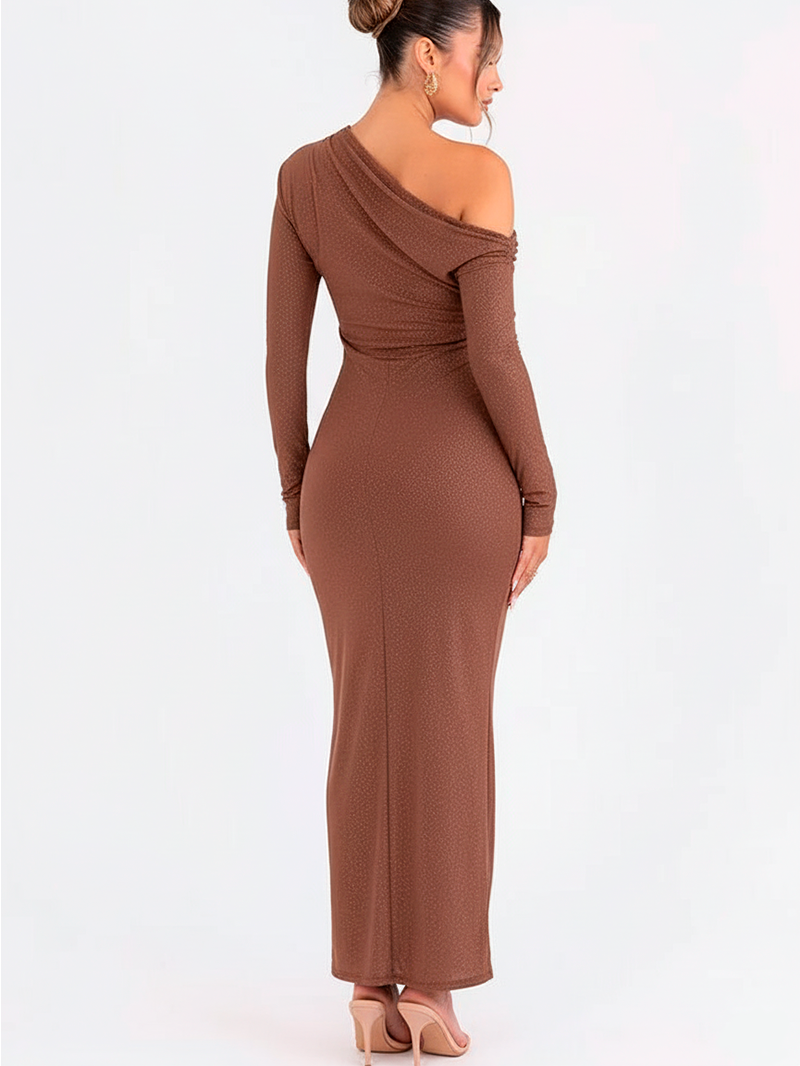 Sophisticated Backless Dress  Brown