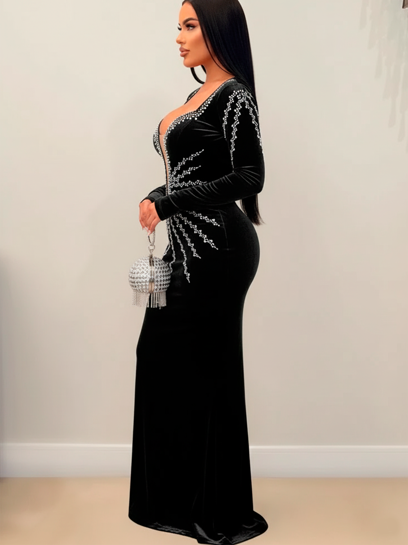 Elegant Mermaid Gown with Cascading Details